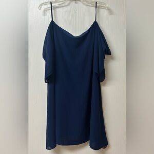 Navy Blue Off-Shoulder with Spaghetti Strap Mini Dress Size XL